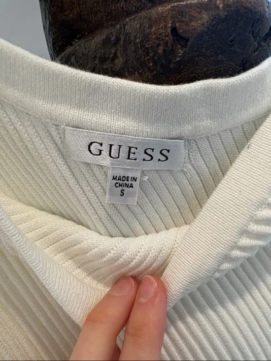 Guess White Ribbed One-Shoulder Bodysuit - Picture 2 of 3